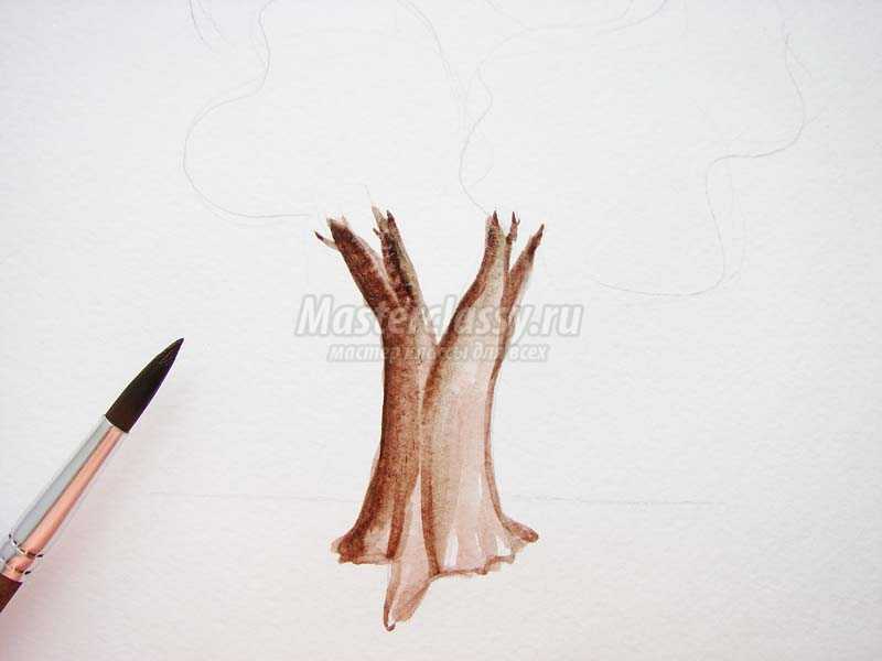 рисование осенних деревьев