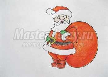 Как нарисовать Деда Мороза цветными карандашами. Мастер-класс