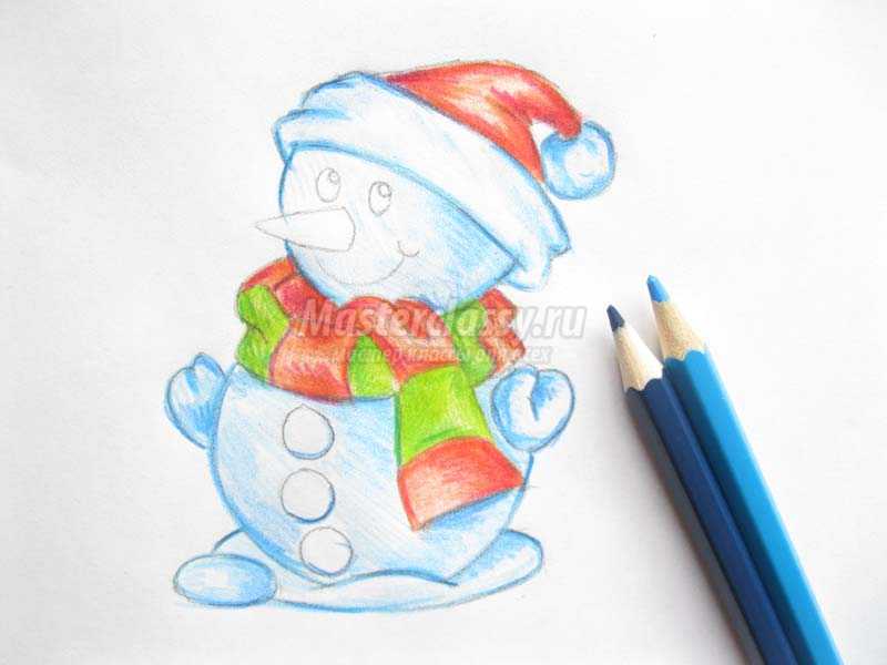 рисунок снеговика карандашом