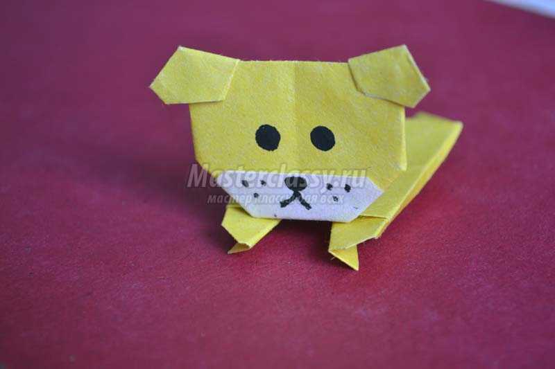 как сделать собачку из бумаги оригами
