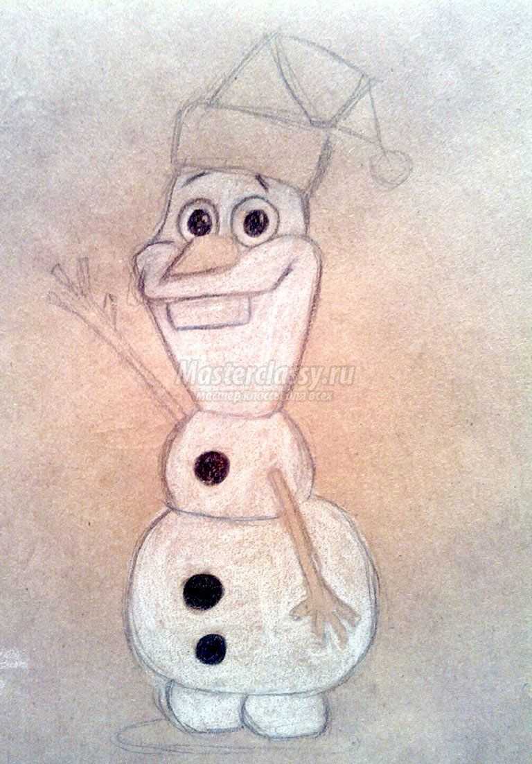 нарисовать снеговика поэтапно