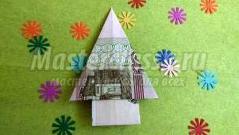 Новогодняя поделка елочка – оригами из купюры: пошаговый мастер-класс с фото
