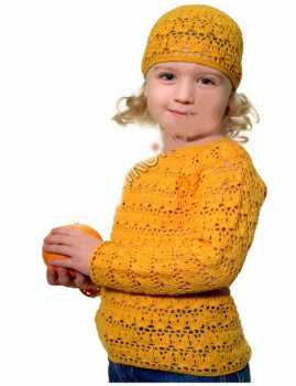 Пуловер для малышки крючком в осених тонах. Схема и описание