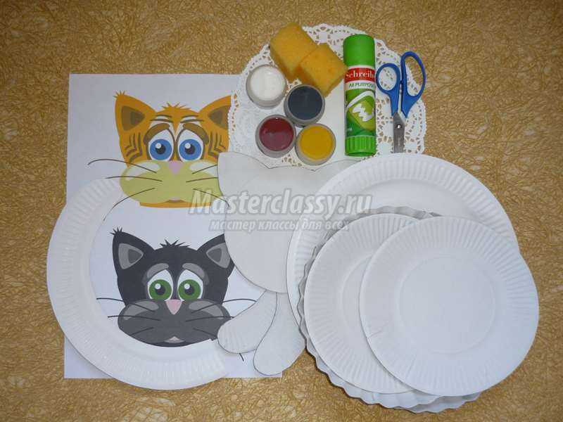 Поделка из одноразовых тарелок Коты