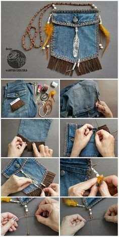 Как сшить мужскую сумку из старых джинсов