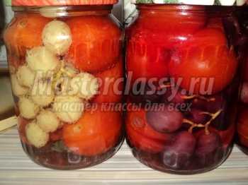Вкусные помидоры, маринованные на зиму с виноградом. Пошаговый рецепт с фото