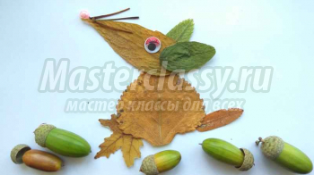Аппликация из осенних листьев – крыса. Простые поделки для детей из природных материалов