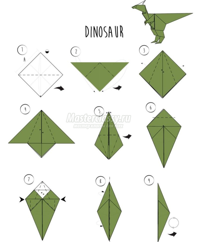 как сделать из бумаги динозавра рекса