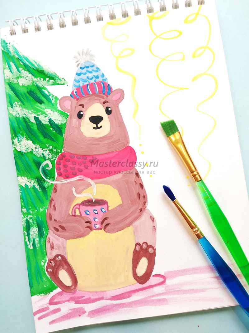 новогодняя открытка с медведем
